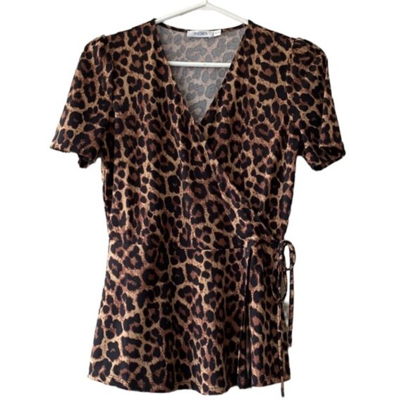Ricki’s Faux Wrap-Around Animal Print Top - Picture 1 of 7